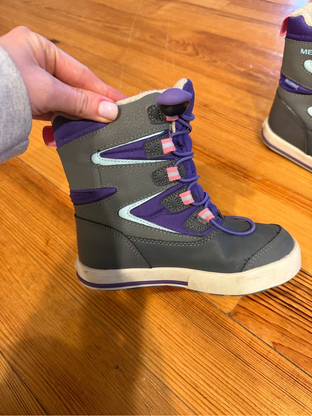 Merrell Kids Gray, Purple & Pink Waterproof Snow Boots